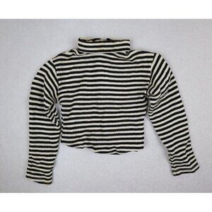 VINTAGE 1960s 60s GIRL'S BLACK & WHITE TURTLENECK SWEATER DANCE COSTUME TOP - L